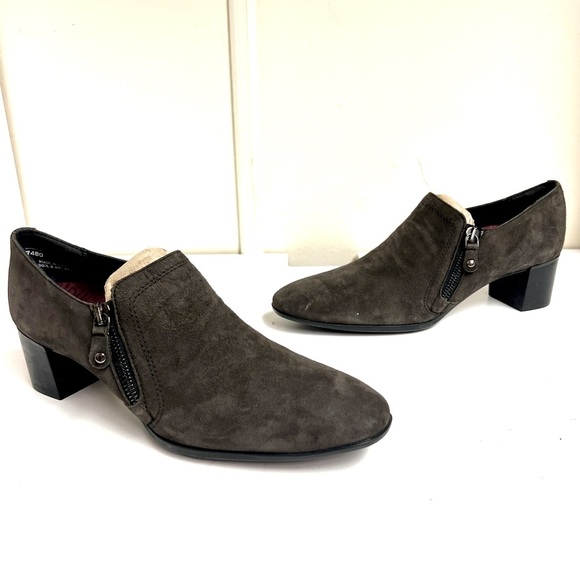 NEW MUNRO ANNEE Taupe suede leather size 8.5 Narrow heel career comfort shoes - Picture 1 of 12